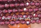 CTG2109 15 inches 2mm faceted round tiny red garnet beads