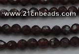 CTG222 15.5 inches 3mm faceted round tiny red garnet beads