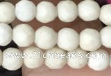 CTG3545 15.5 inches 4mm faceted round white fossil jasper beads