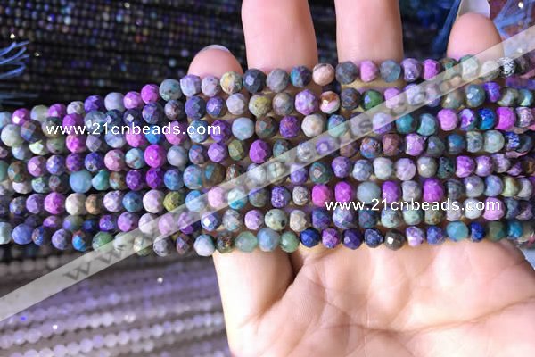 CTG793 15.5 inches 5mm faceted round tiny chrysocolla beads