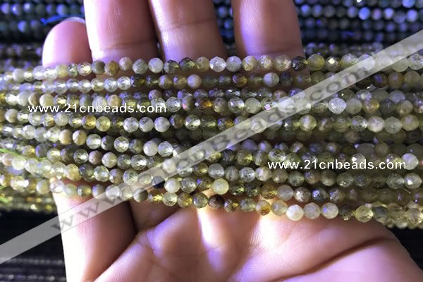 CTG818 15.5 inches 3mm faceted round tiny green garnet beads
