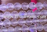 CTG835 15.5 inches 4mm faceted round tiny white moonstone beads