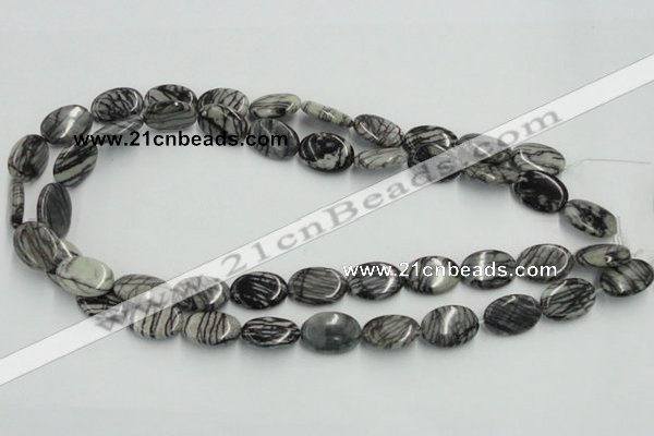 CTJ12 16 inches 13*18mm oval black water jasper beads wholesale