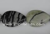 CTJ232 15.5 inches 17*24mm flat teardrop black water jasper beads