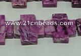 CTJ578 15.5 inches 20*20mm cross dyed purple jasper beads