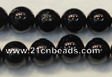 CTO105 15.5 inches 14mm round natural black tourmaline beads