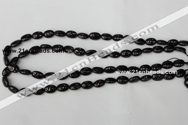 CTO123 15.5 inches 8*12mm oval black tourmaline beads