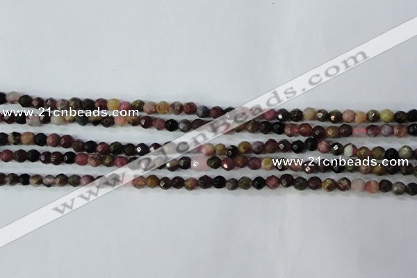 CTO460 15.5 inches 4mm faceted round natural tourmaline gemstone beads