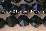 CTO716 15.5 inches 6mm faceted nuggets black tourmaline beads