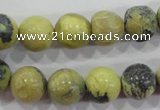 CTP104 15.5 inches 12mm round yellow pine turquoise beads wholesale