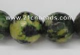CTP218 15.5 inches 20mm faceted round yellow pine turquoise beads