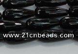 CTR109 15.5 inches 8*20mm faceted teardrop black agate beads