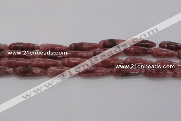 CTR135 15.5 inches 10*30mm faceted teardrop strawberry quartz beads