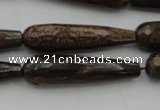 CTR45 15.5 inches 10*40mm faceted teardrop bronzite gemstone beads