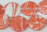 CTU1020 15.5 inches 20mm flat round synthetic turquoise beads wholesale