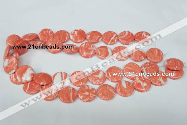 CTU1020 15.5 inches 20mm flat round synthetic turquoise beads wholesale