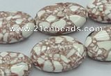 CTU113 16 inches 18*25mm oval dyed flower turquoise beads wholesale