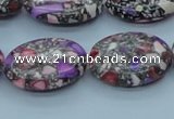 CTU114 16 inches 18*25mm oval dyed flower turquoise beads wholesale