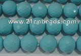 CTU1222 15.5 inches 8mm faceted round synthetic turquoise beads