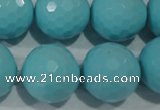 CTU1228 15.5 inches 20mm faceted round synthetic turquoise beads