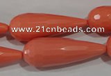 CTU1354 15.5 inches 14*40mm faceted teardrop synthetic turquoise beads
