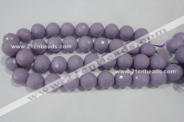 CTU1416 15.5 inches 16mm faceted round synthetic turquoise beads