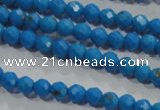 CTU1630 15.5 inches 4mm faceted round synthetic turquoise beads