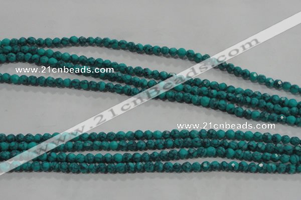 CTU1681 15.5 inches 4mm faceted round synthetic turquoise beads