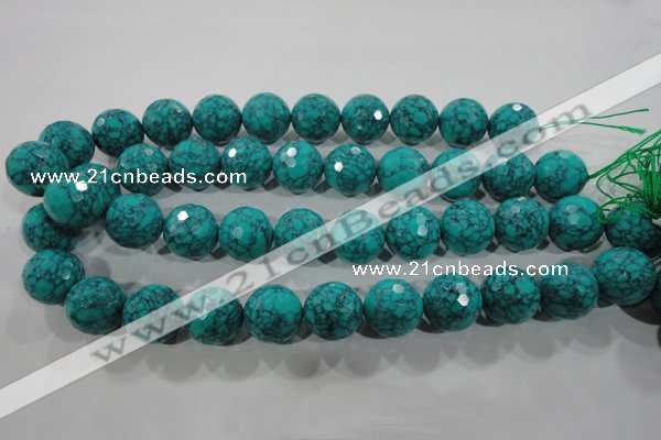 CTU1689 15.5 inches 20mm faceted round synthetic turquoise beads