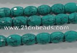 CTU1720 15.5 inches 8*10mm faceted rice synthetic turquoise beads