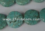 CTU1886 15.5 inches 20mm flat round imitation turquoise beads