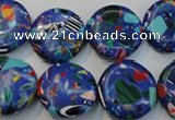 CTU2085 15.5 inches 18mm flat round synthetic turquoise beads