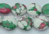 CTU227 16 inches 16mm flat round imitation turquoise beads wholesale