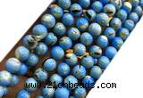 CTU3147 15 inches 6mm round gold vein howlite turquoise beads