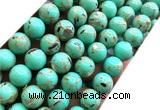 CTU3164 15 inches 12mm round gold vein howlite turquoise beads