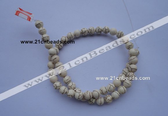 CTU34 15.5 inches 8mm round white turquoise strand beads Wholesale