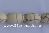 CTU38 15.5 inches 10*16mm rice shape white turquoise beads Wholesale
