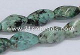 CTU441 15.5 inches 10*17mm twisted rice African turquoise beads wholesale