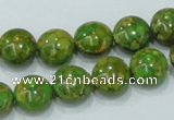 CTU612 15.5 inches 12mm flat round synthetic turquoise beads wholesale
