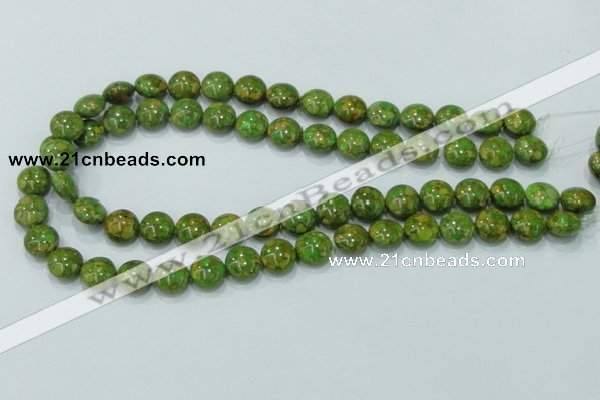 CTU612 15.5 inches 12mm flat round synthetic turquoise beads wholesale