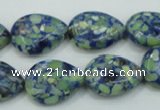 CTU656 15.5 inches 13*18mm flat teardrop synthetic turquoise beads