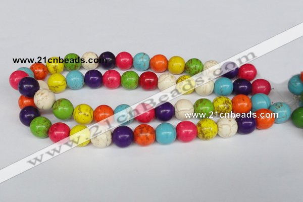 CTU704 15.5 inches 14mm round dyed turquoise beads wholesale