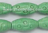 CTU888 15.5 inches 15*30mm carved rice dyed turquoise beads