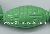 CTU890 15.5 inches 25*50mm carved rice dyed turquoise beads
