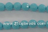 CTU913 15.5 inches 10mm faceted round synthetic turquoise beads