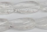 CTW110 15.5 inches 15*30mm twisted rectangle white crystal beads