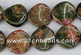 CTW26 15.5 inches 16mm twisted coin unakite gemstone beads wholesale