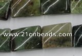 CTW378 15.5 inches 15*20mm twisted rectangle moss agate beads