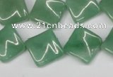 CTW39 15.5 inches 15*15mm twisted diamond green aventurine beads