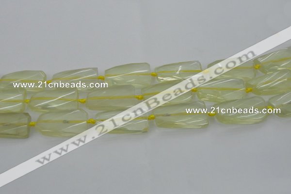 CTW455 20*38mm faceted & twisted rectangle lemon quartz beads